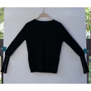 Bamford England Cashmere Black Sweater with Side Button Details Size Small